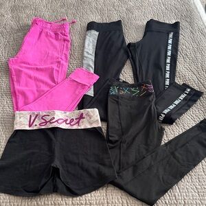 Victoria’s Secret Black and Pink Leggings Set of 5